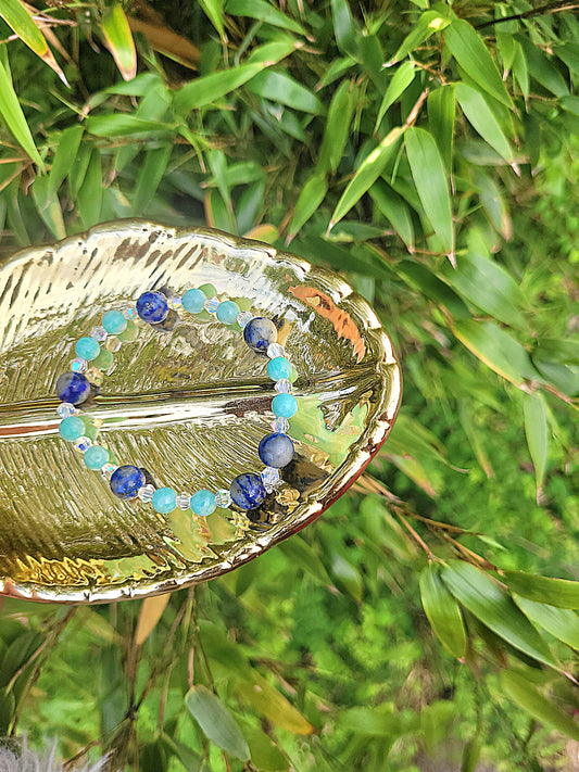 LAPIS LAZULI & AMAZONITE BRACELET- JEMZI LONDON