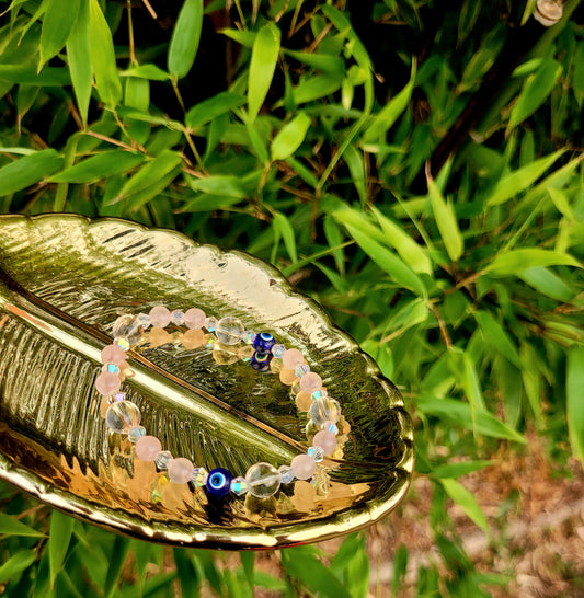 ROSE QUARTZ, CLEAR QUARTZ & EVIL EYE