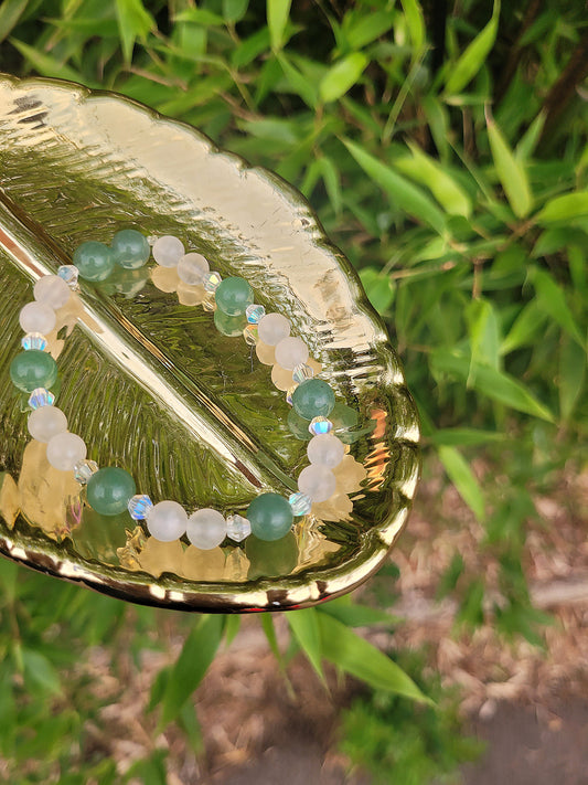 GREEN AVENTURINE & MOONSTONE BRACELET - JEMZI LONDON
