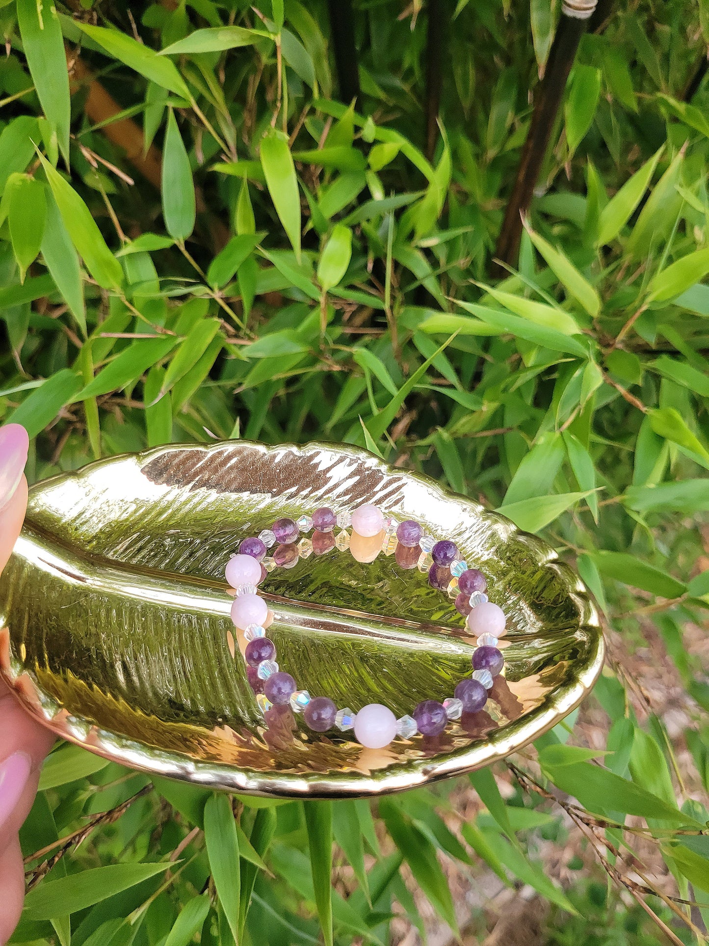 AMETHYST & PINK KUNZITE BRACELET- JEMZI LONDON