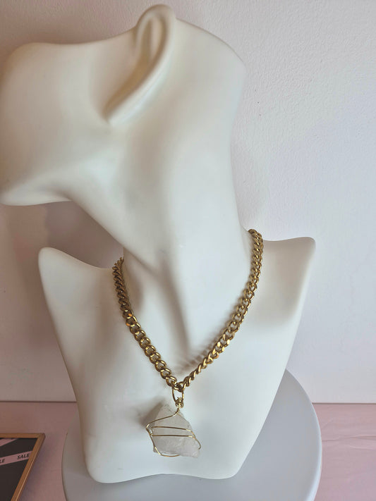 SNOW QUARTZ NECKLACE- JEMZI LONDON