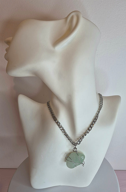 GREEN MOSS AGATE NECKLACE - JEMZI LONDON