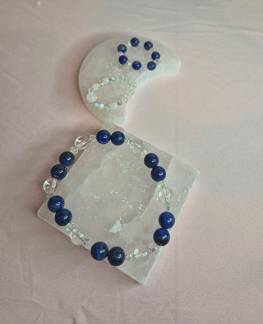 LAPIS LAZULI & CLEAR QUARTZ BRACELET- JEMZI LONDON