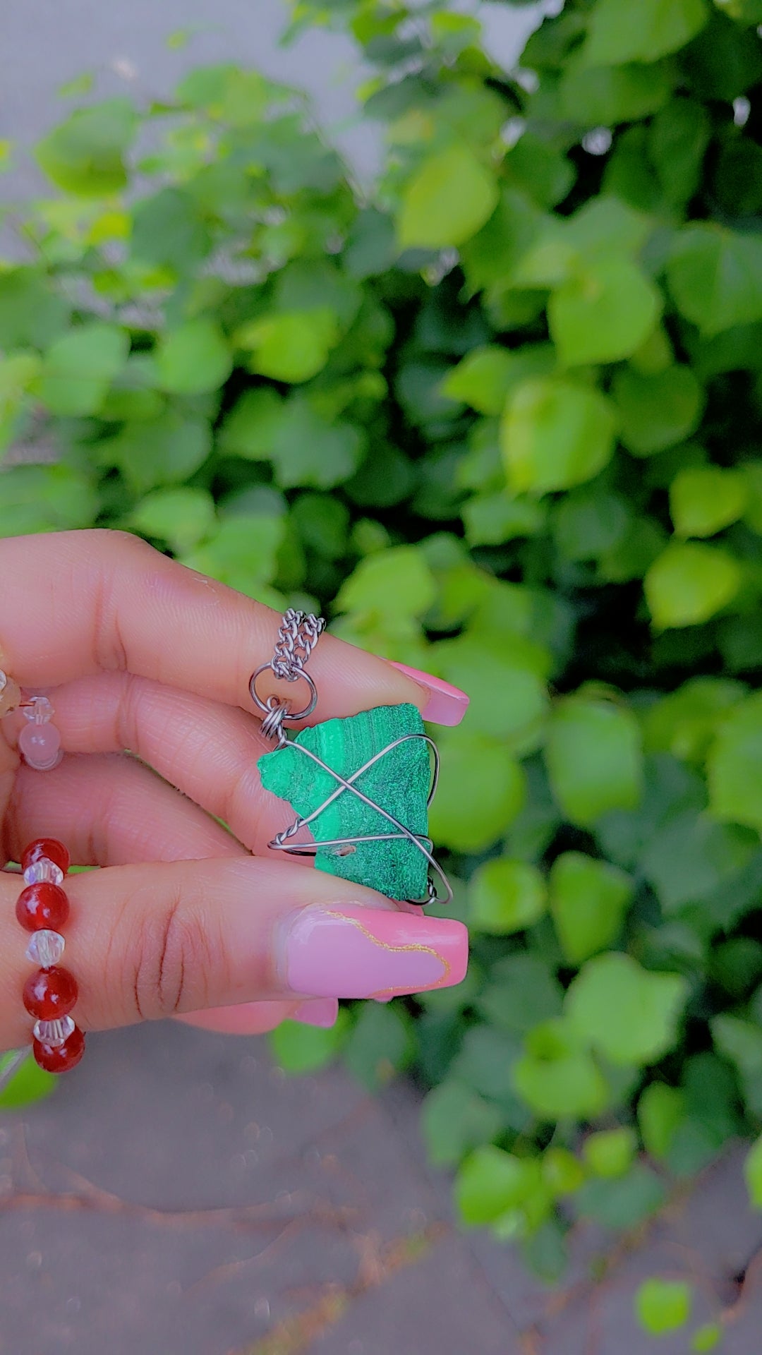 MALACHITE NECKLACE, SILVER - JEMZI LONDON